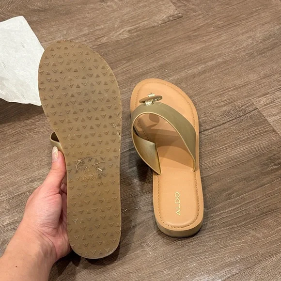 Aldo Metallic Gold Slide Sandals - Picture 7 of 9